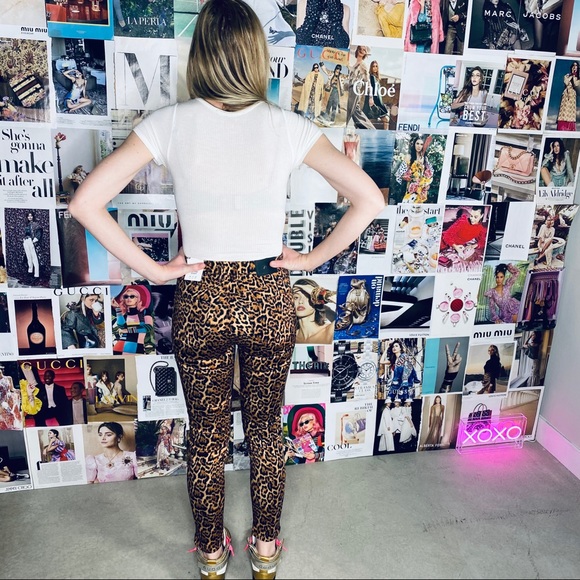 Zara Mid-Rise Skinny Leopard Pants - Picture 7 of 11